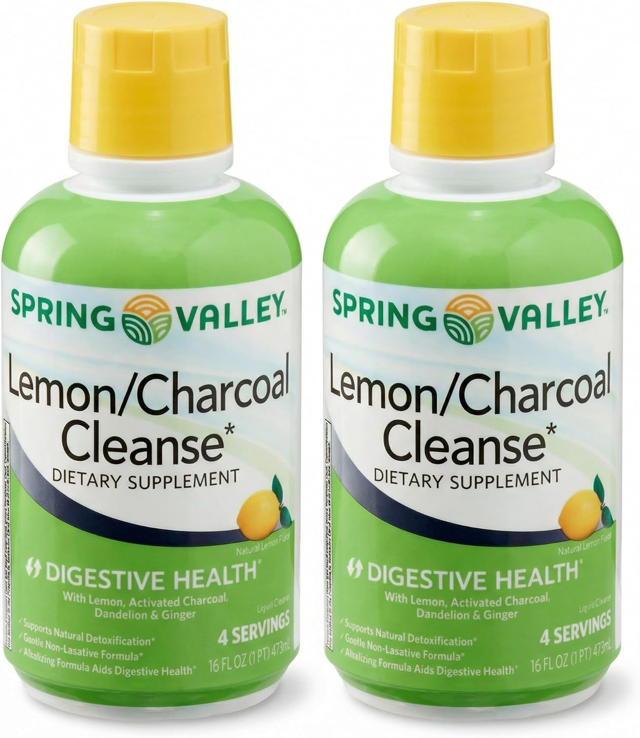 Lemon Charcoal Cleanse Liquid 16 fl oz, Activated Charcoal Cleanse Detox, Lemon Juice Cleanse with Ginger and Dandelion Root, Non Laxative Daily Cleanse, Full Body Detox Cleanse Liquid (Pack of 2)