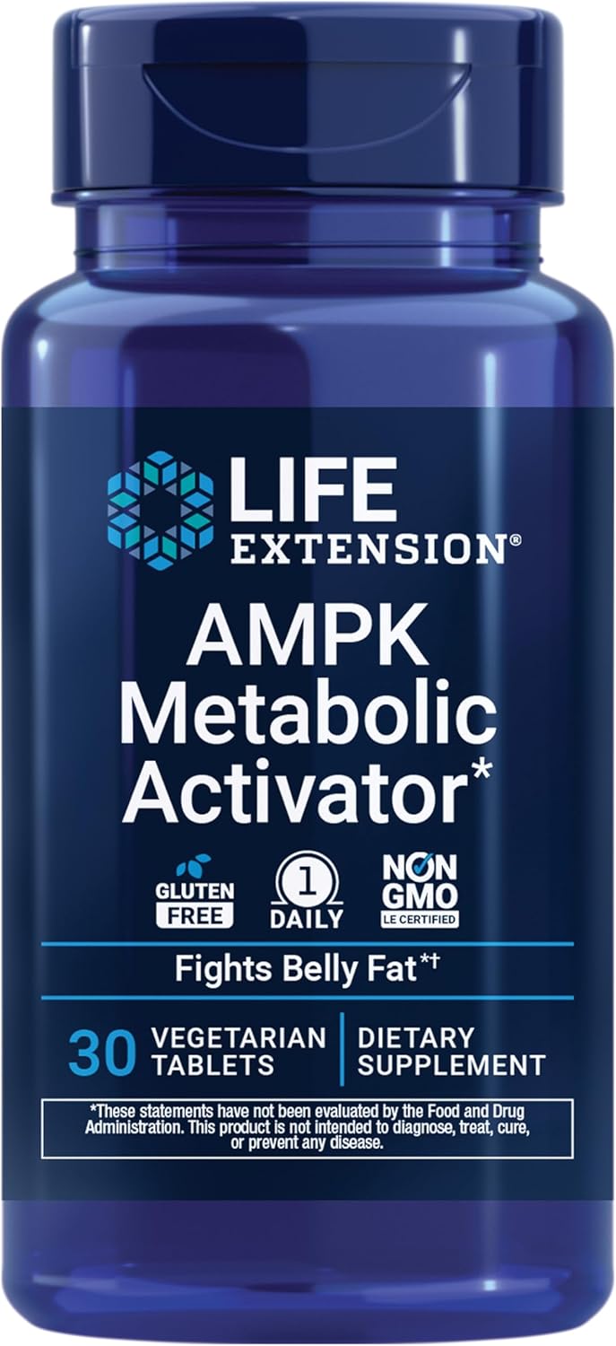 Life Extension AMPK Metabolic Activator*, Hesperidin, G. pentaphyllum, Fight unwanted Belly Fat, Target Overall Fat, Gluten-Free, Vegetarian, 1-Daily, Non-GMO, 30 Tablets