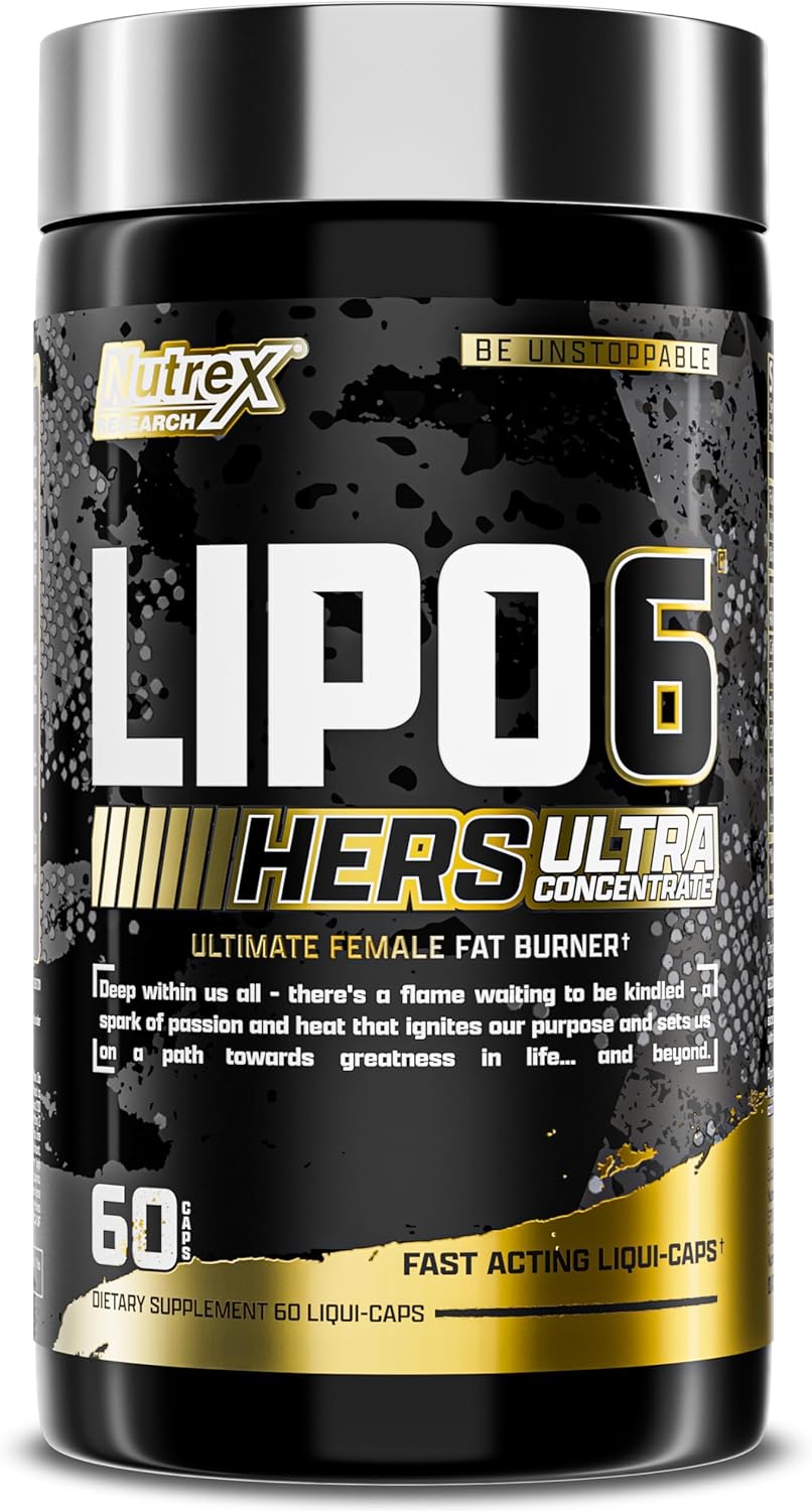 Lipo-6 Black Hers Ultra Concentrate | Weight Loss Pills for Women | Fat Burner, Appetite Suppressant, Metabolism Booster for Weight Loss + Hair, Skin, & Nails Support | 60 Diet Pills