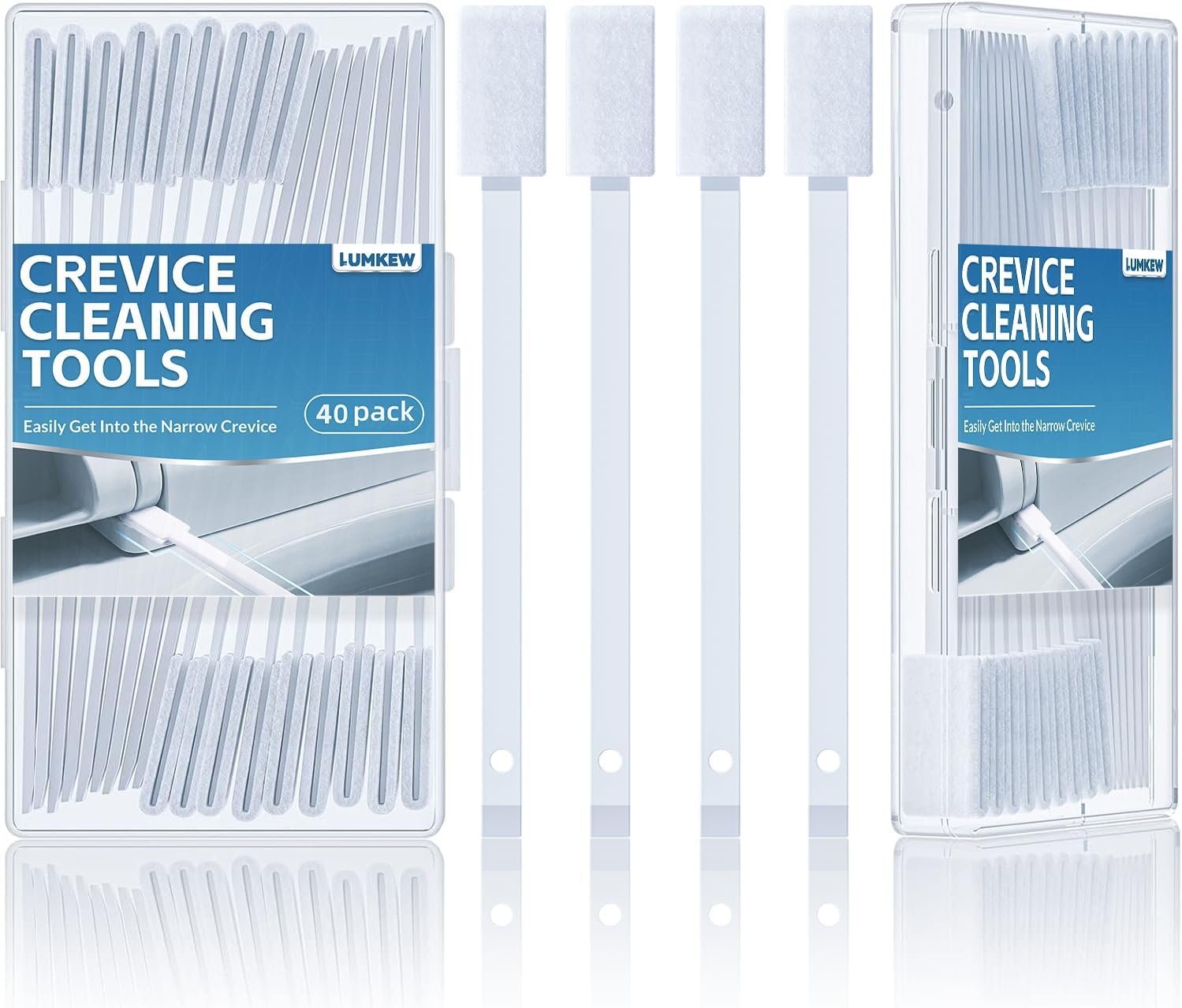 Lumkew 40Pcs Disposable Crevice Cleaning Brushes for Small Spaces, Detail Gaps Scrub Cleaner Brush Set for Toilet Bowl Corner, Household Cleaning Tool Supplies for Window Track, Door Grooves, Vent Fan