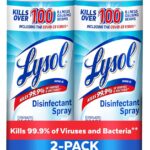 Lysol Disinfectant Spray, Household Essential Cleaning Supplies, Multi-Purpose Room Spray, Antibacterial Sanitizer Spray, Upholstery Deodorizer, Home and Bathroom, Crisp Linen,19 Fl Oz (Pack of 2)