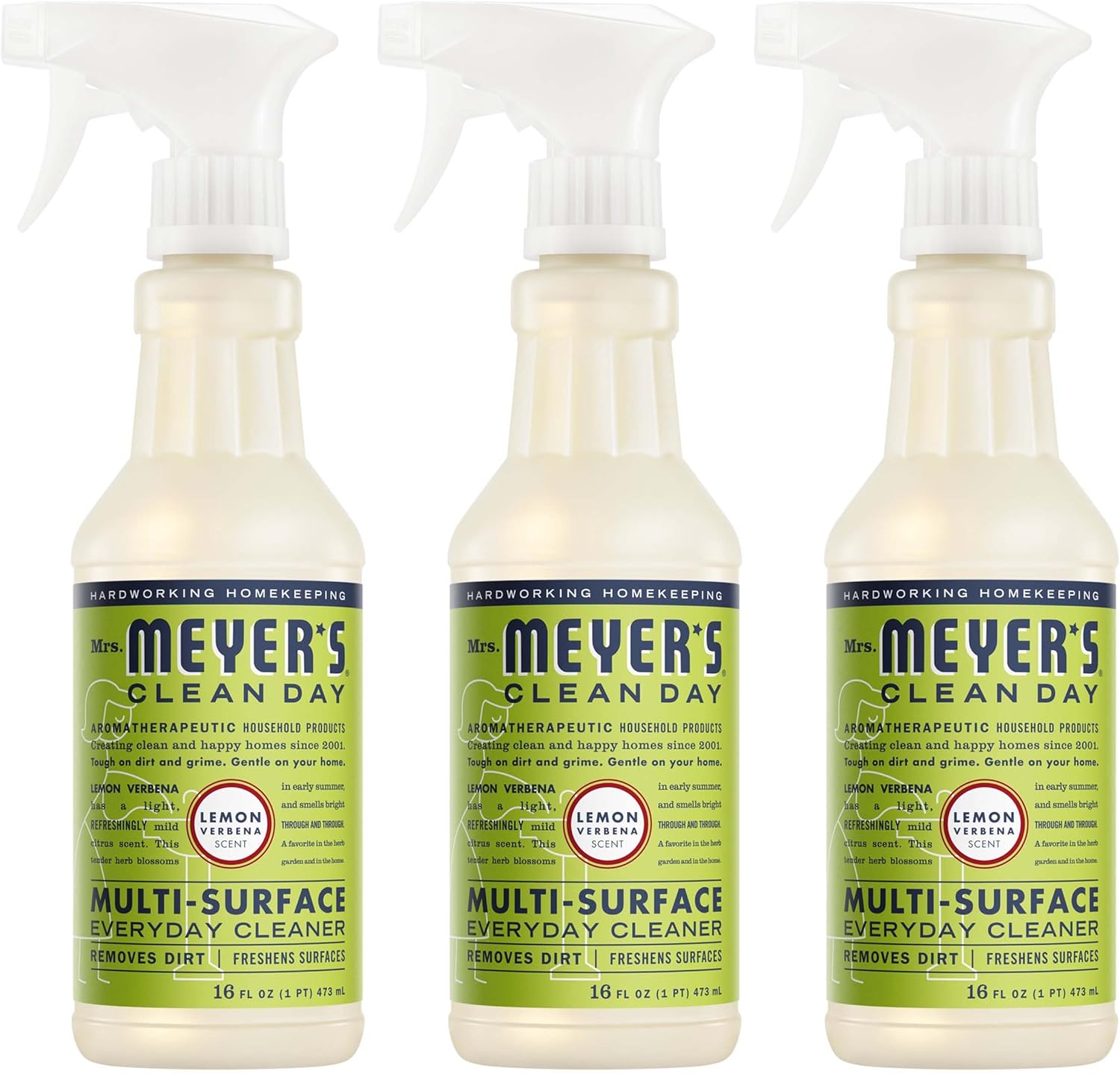 MRS. MEYER’S CLEAN DAY All-Purpose Cleaner Spray, Cruelty Free Formula, Lemon Verbena, 16 fl. oz – Pack of 3