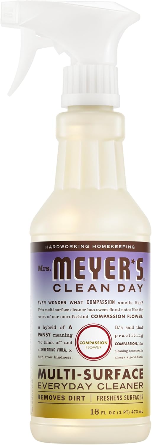 MRS. MEYER’S CLEAN DAY Multi-Surface Everyday Cleaner, Compassion Flower Scent, 16 Fl Oz Bottle