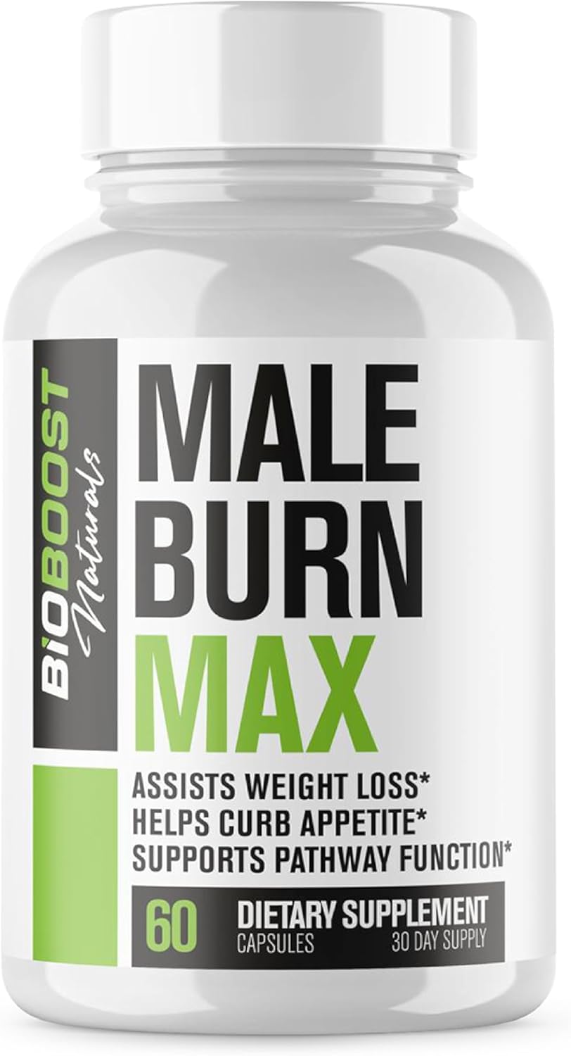 Male Burn MAX – Fat Burner FOR MEN – Weight Loss Pills, GLP-1 Support, Appetite Suppressant – 5 Powerful Ingredients to Help Burn Fat While Sustaining Muscle – 3rd Party Tested – 60 Capsules