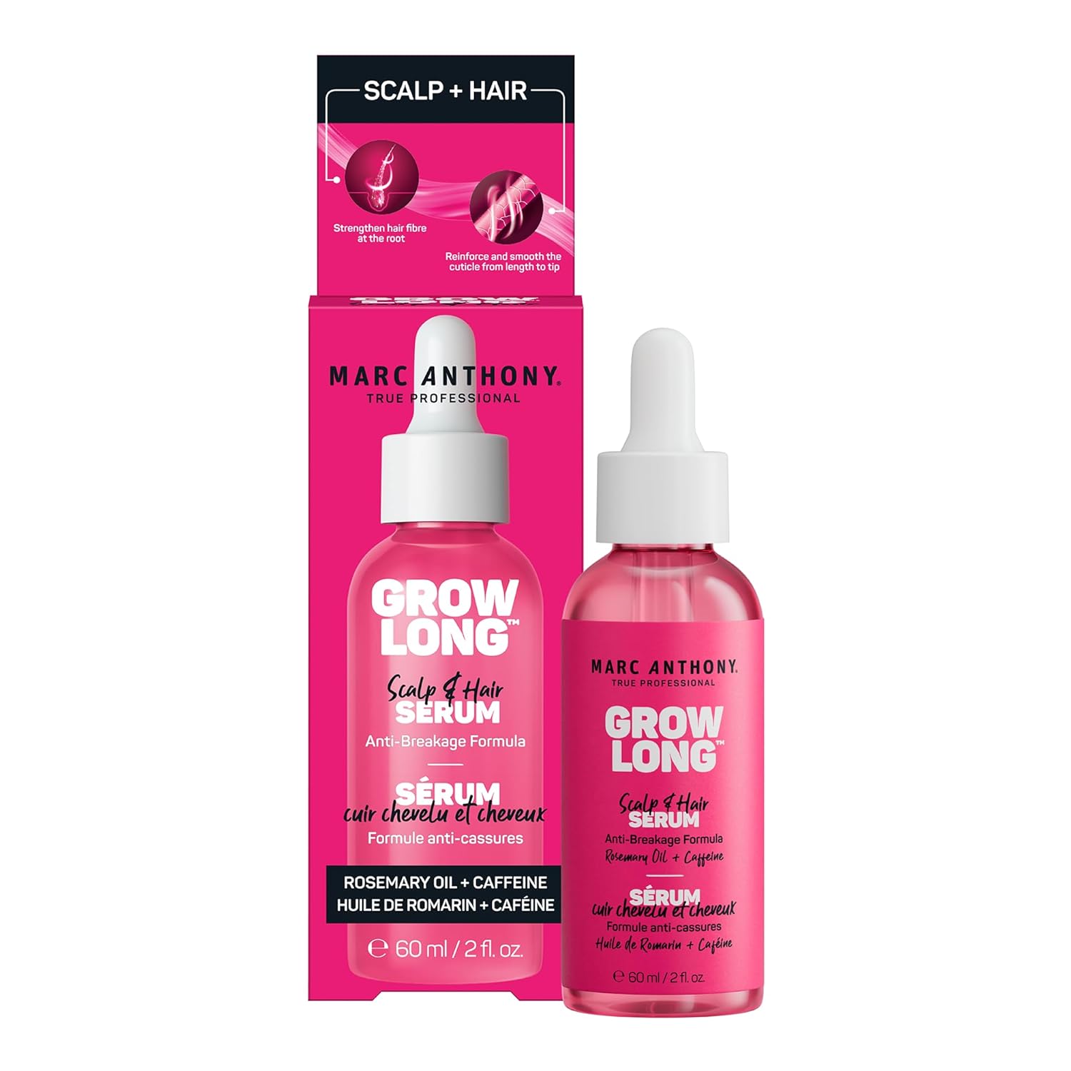 Marc Anthony Grow Long Scalp & Hair Serum – Anti-Breakage Formula Nourish, Strengthen & Hydrate Scalp & Hair Follicles – Natural Shine & Fuller-Looking Hair Strands from Root to Tip, 2 fl oz