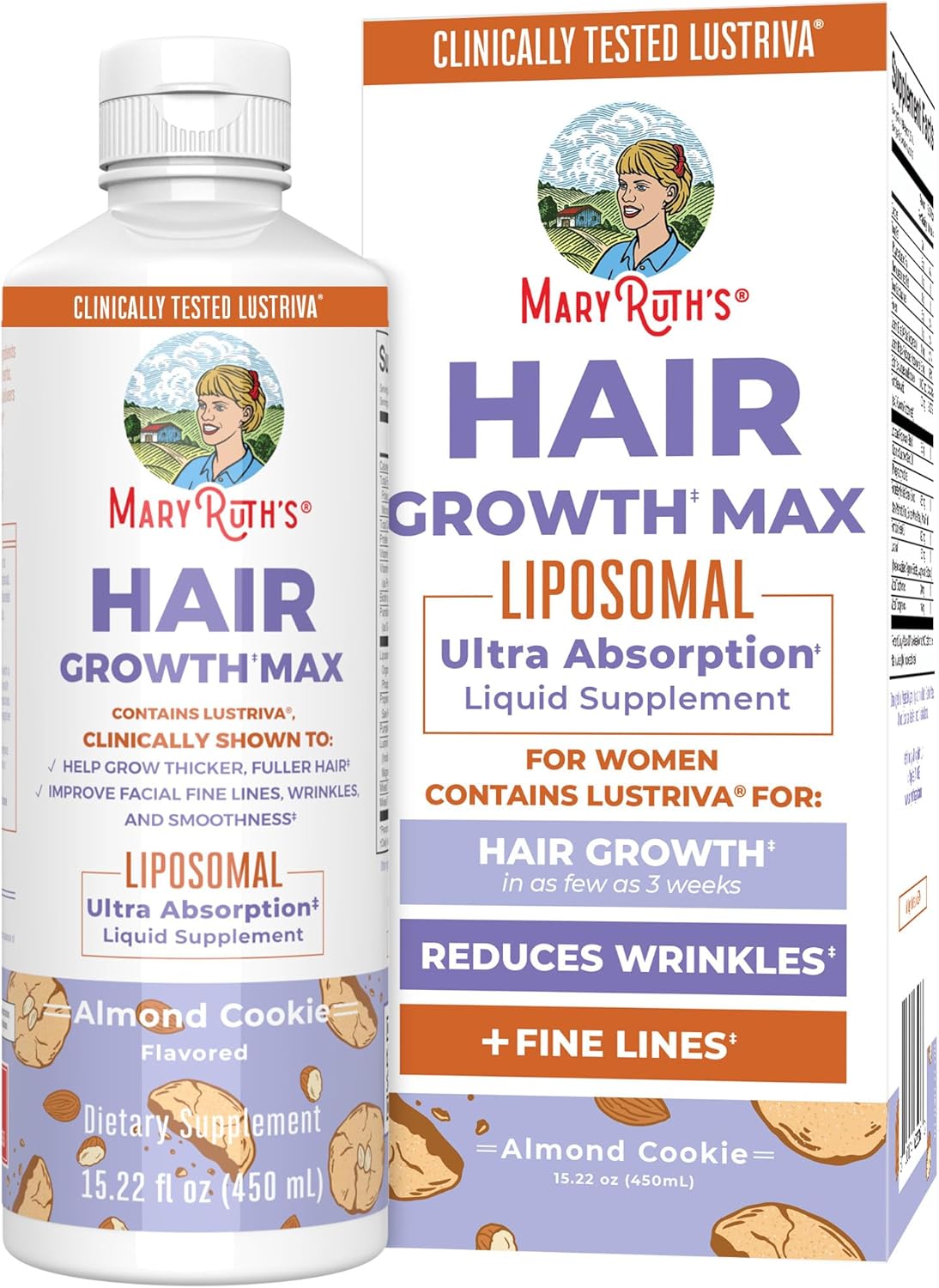 MaryRuth Organics Women’s Hair Growth MAX Liposomal | with Lustriva® + Biotin 10000mcg + Pumpkin Seed Oil | Thicker Hair | Hair Care | Wrinkles, Fine Lines, Skin Care | Ages 18+ | 15.22 Fl Oz