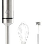 MasterChef Immersion Blender Handheld with Electric Whisk & Milk Frother Attachments, Hand Held Stainless Steel Stick Emulsifier for Making Baby Food, Soup, Puree, Cake, Cappuccino, Latte etc, 400W
