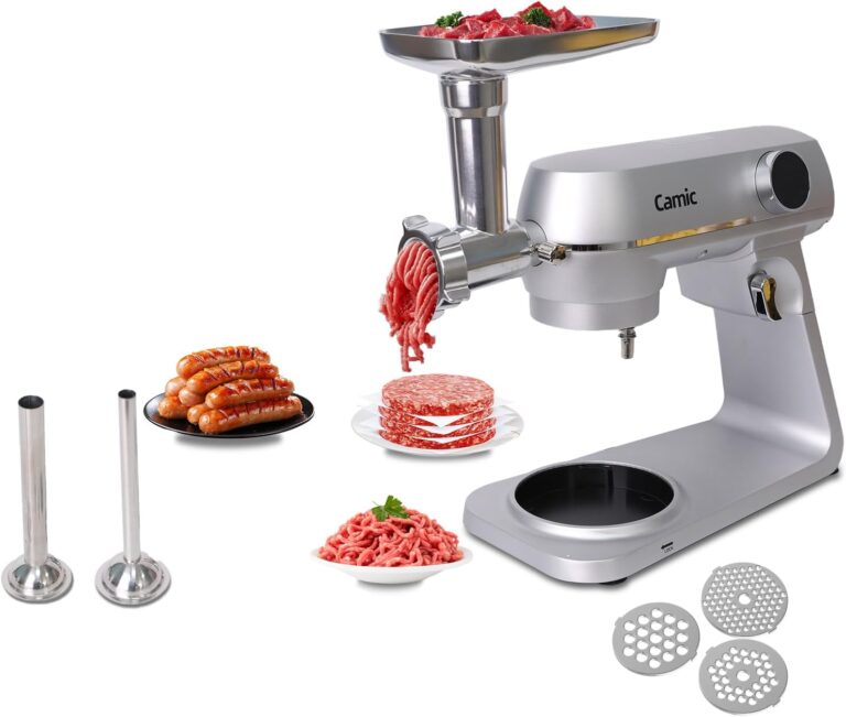 Meat Grinder Attachments for Camic Stand Mixer, Meat Grinder with Sausage Stuffer Tubes,Metal Food Grinder,Attachment Set for Metal Mixers by Camic