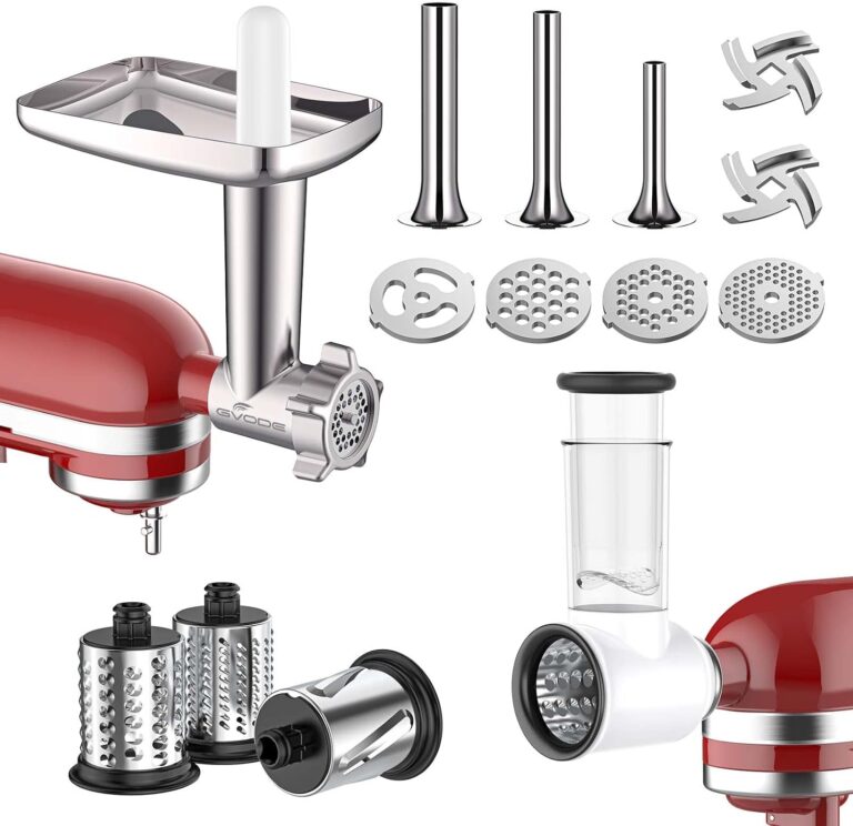 Meat Grinder & Cheese Grater Kitchen Aid Attachment, Slicer Shredder & Meat Grinder with Sausage Stuffer, 2 Pcs for Kitchen Aid Accessories and Attachments