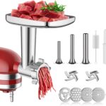 Meat Grinder for KitchenAid Mixer, Meat Grinder Attachment with 4 Grinding Plates, 3 Sausage Stuffer Tubes, 2 Grinding Blades, Attachment for Kitchenaid Mixers