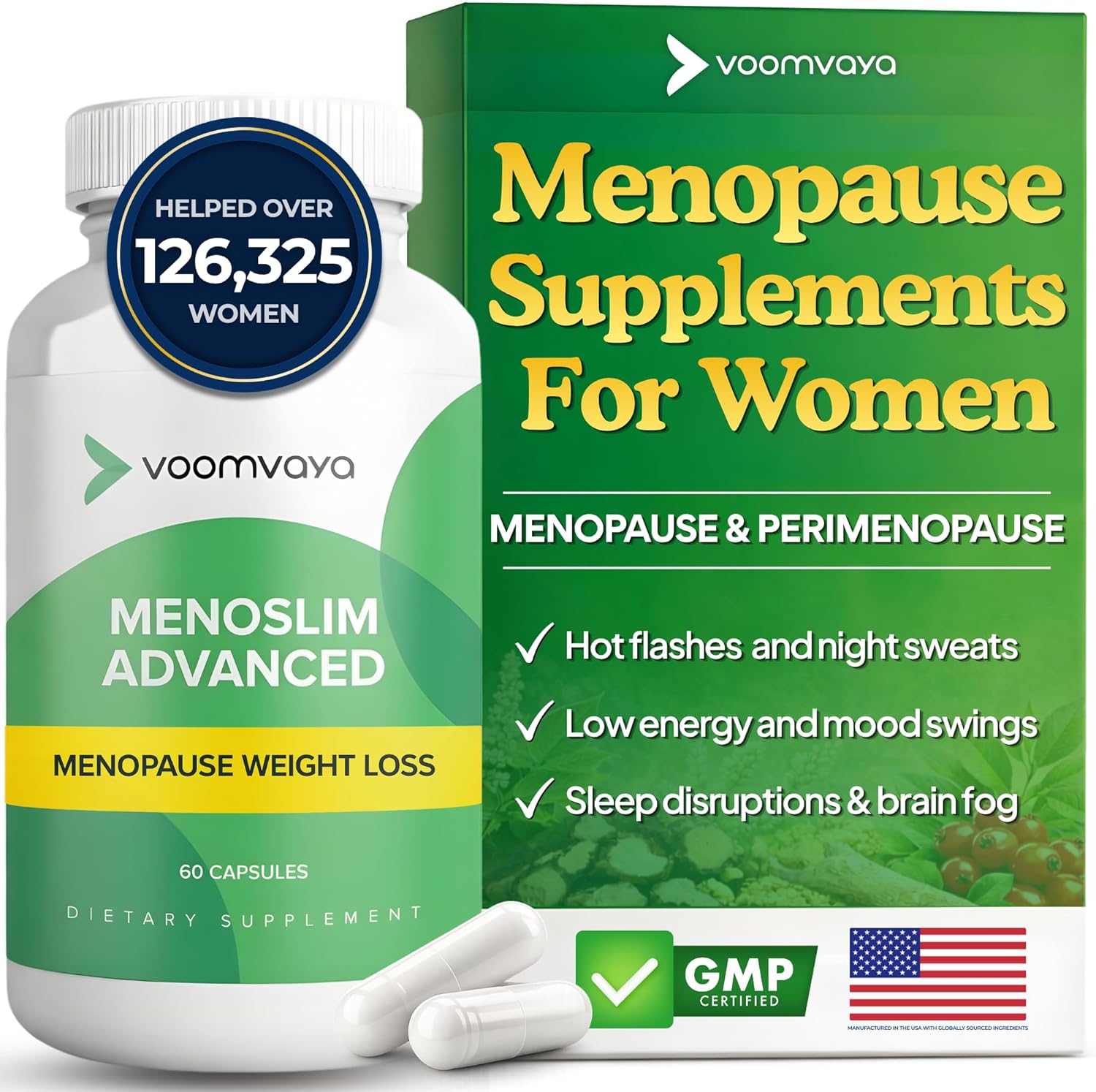 Menopause Supplements for Women – Menopause Weight Loss for Women & Perimenopause Supplements Women for Menopause Relief – VoomVaya MenoSlim Advanced – 60 Capsules