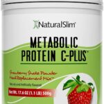 Metabolic Protein C-Plus Whey Protein Powder & Shake Meal Replacement with Vitamin C, L-Glutamine & Digestive Enzymes, Low Carb Protein Drink, Support Metabolism, Energy & Gut health 1.1lb Strawberry