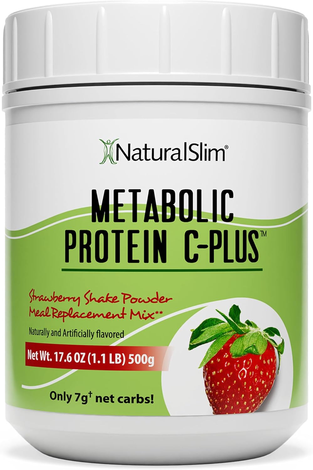 Metabolic Protein C-Plus Whey Protein Powder & Shake Meal Replacement with Vitamin C, L-Glutamine & Digestive Enzymes, Low Carb Protein Drink, Support Metabolism, Energy & Gut health 1.1lb Strawberry