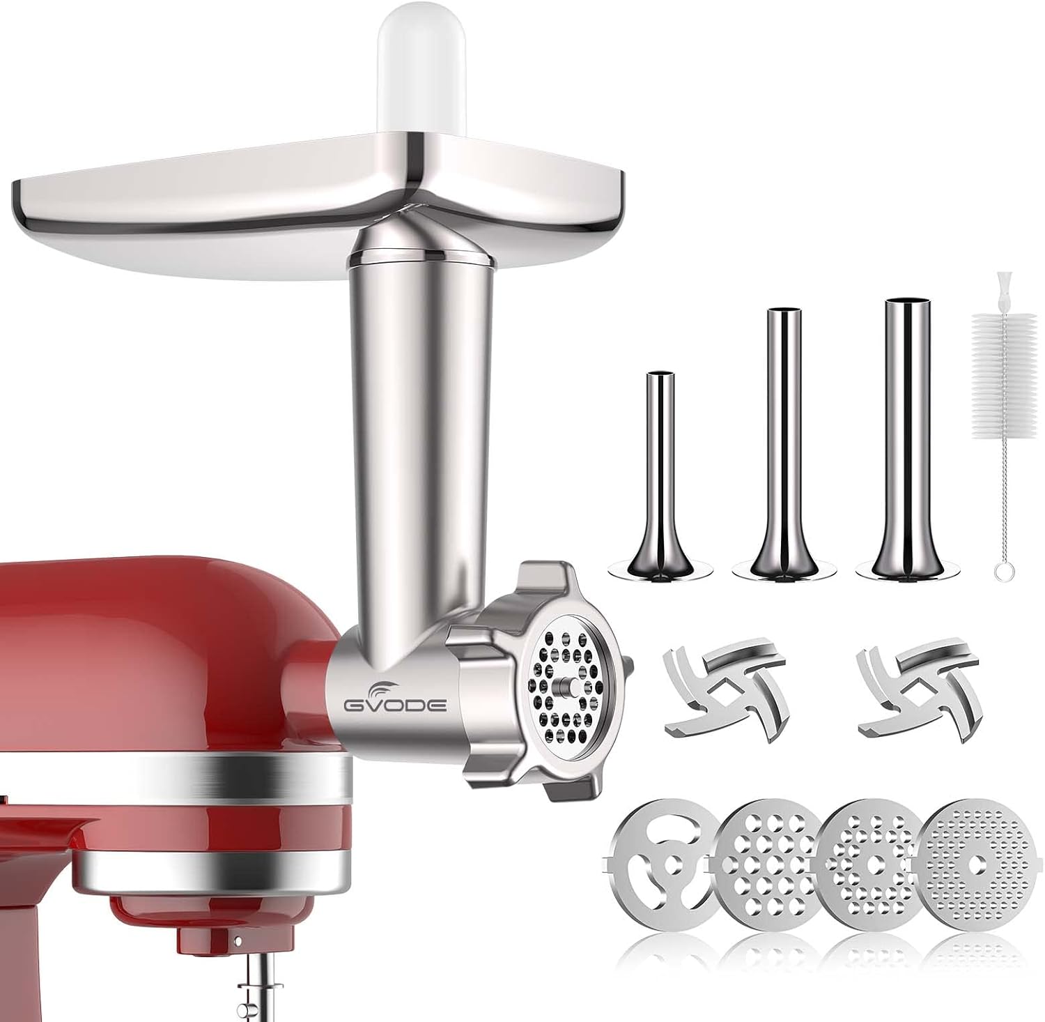 Metal Meat Grinder Attachment for KitchenAid Stand Mixer, Meat Grinder for Kitchen Aid Includes 4 Grinding Plates, 3 Sausage Stuffer Tubes, 2 Grinding Blades, Food Grinder Attachment for KitchenAid