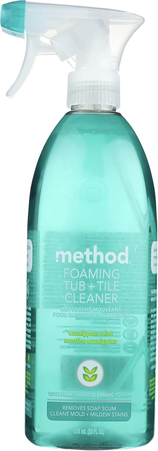 Method Foaming TUB+TILE CLEANER, Eucalyptus Mint, 28 Ounce, 1 pack, Packaging May Vary