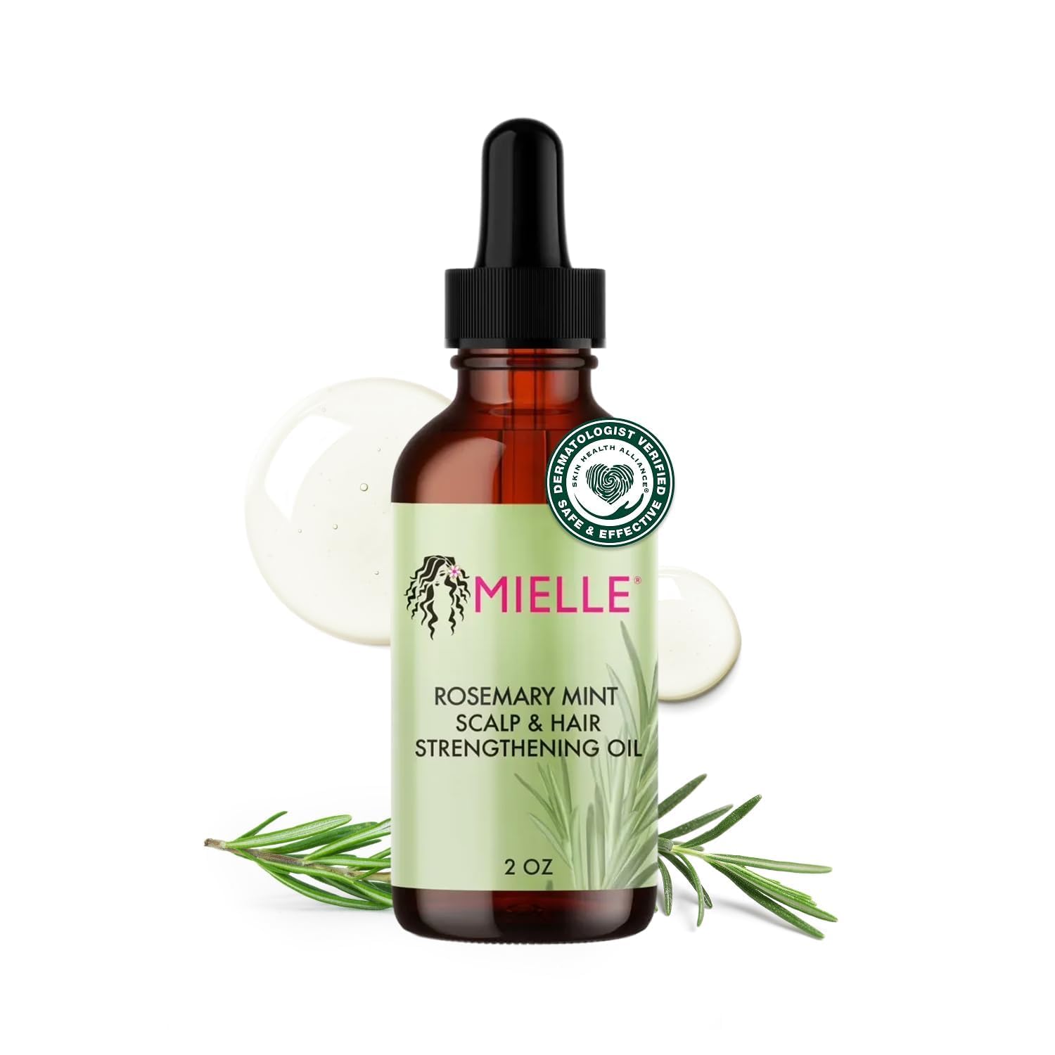 Mielle Organics Rosemary & Mint Hair Oil – Strengthening Biotin Oil Infused Frizzy & Damaged Hair Care – Split Ends & Dry Scalp Treatment to Support Longer, Healthier Strands, 2 Ounce