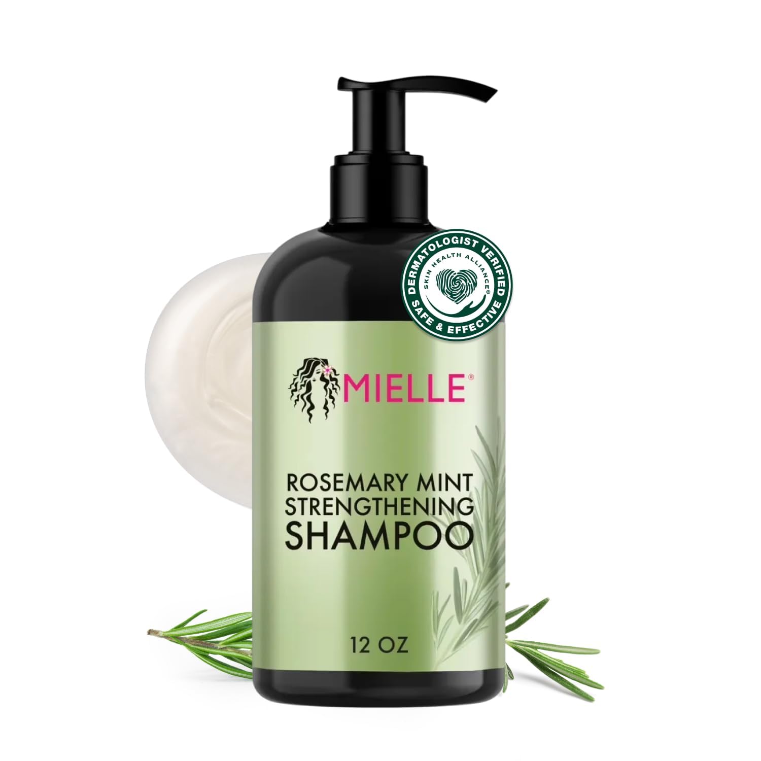 Mielle Organics Rosemary Mint Hair Strengthening Biotin Shampoo – Moisturizing Hair Shampoo for Women and Men to Gently Cleanse, Repair & Protect Strands (12 oz)