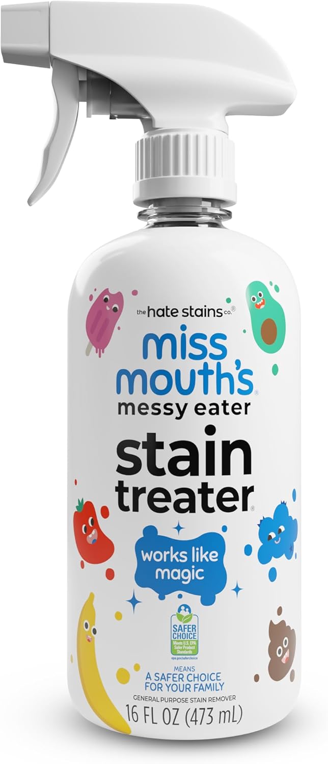 Miss Mouth’s Messy Eater Stain Treater Spray – 16oz Stain Remover – Newborn & Baby Essentials – No Dry Cleaning Food, Grease, Coffee Off Laundry, Underwear, Fabric