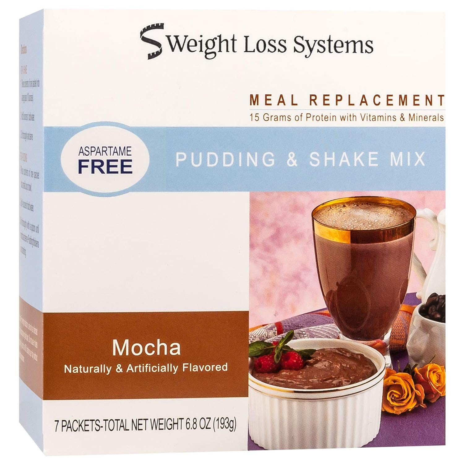 Mocha Aspartame Free Pudding/Shake Mix, 15g Protein, Low Calorie, Low Carb, Low Fat, 7 Serving Box