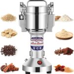 Moongiantgo Grain Mill Grinder Electric 150g Commercial Spice Grinder 850W Stainless Steel Pulverizer Dry Grinding Machine for Wheat Corn Rice Pepper Herbs Coffee Beans (150g Upright, 110V)