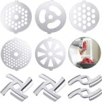 Mudder 9 Pieces Meat Grinder Blades Plate Discs Stainless Steel Food Knife Cutter Meat Grinder Replacement Parts for Size 5 Stand Mixer Accessories