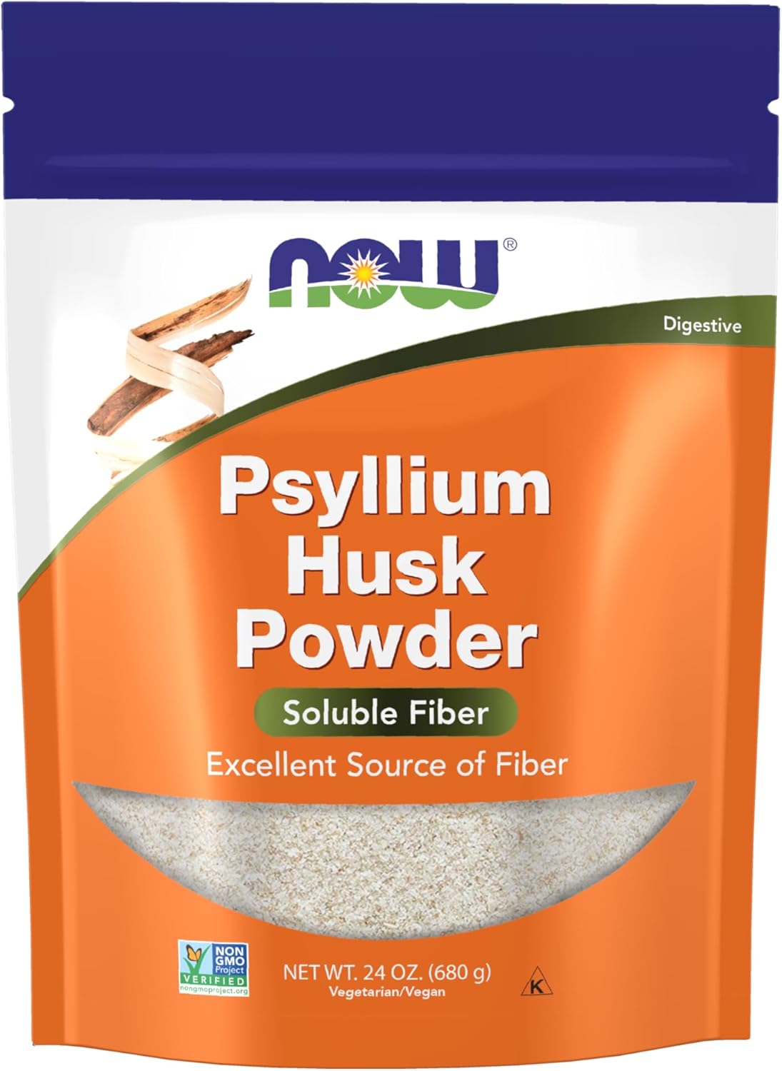 NOW Foods Supplements, Psyllium Husk Powder, Non-GMO Project Verified, Soluble Fiber, 24-Ounce