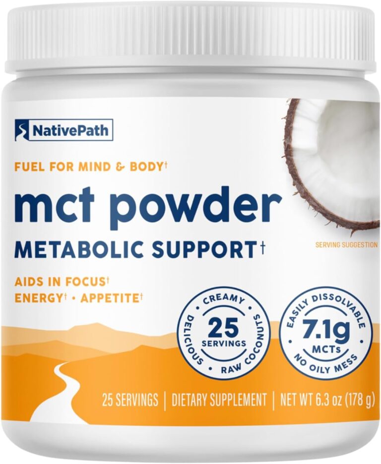 NativePath MCT Oil Powder Supplement - Unflavored MCT Powder with Keto-Friendly C8 MCTs. Free of Dairy, Gluten and GMOs, 25 Servings