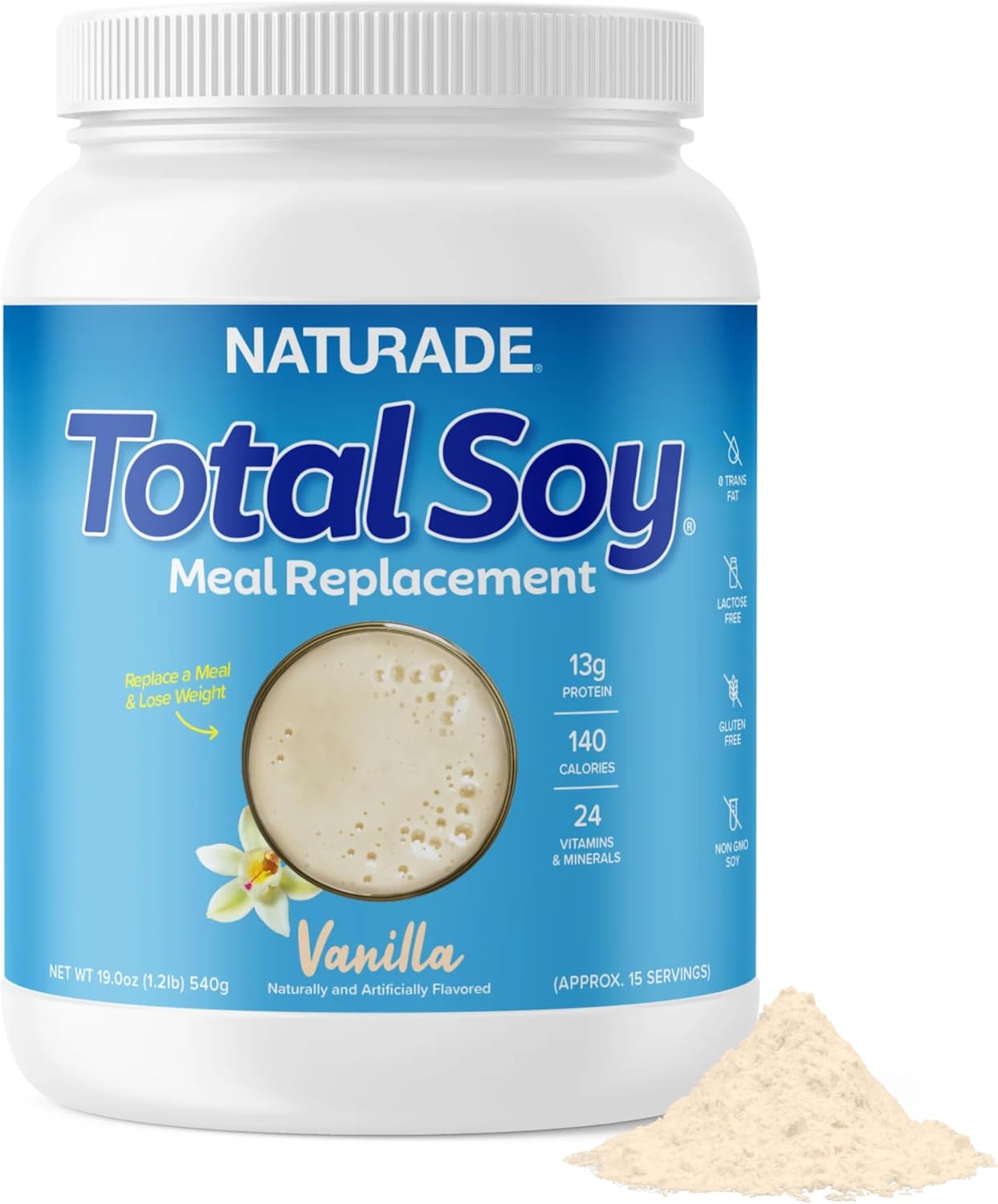 Naturade Total Soy, Weight Loss Shake, Vanilla, 1.2 lb (540 g)