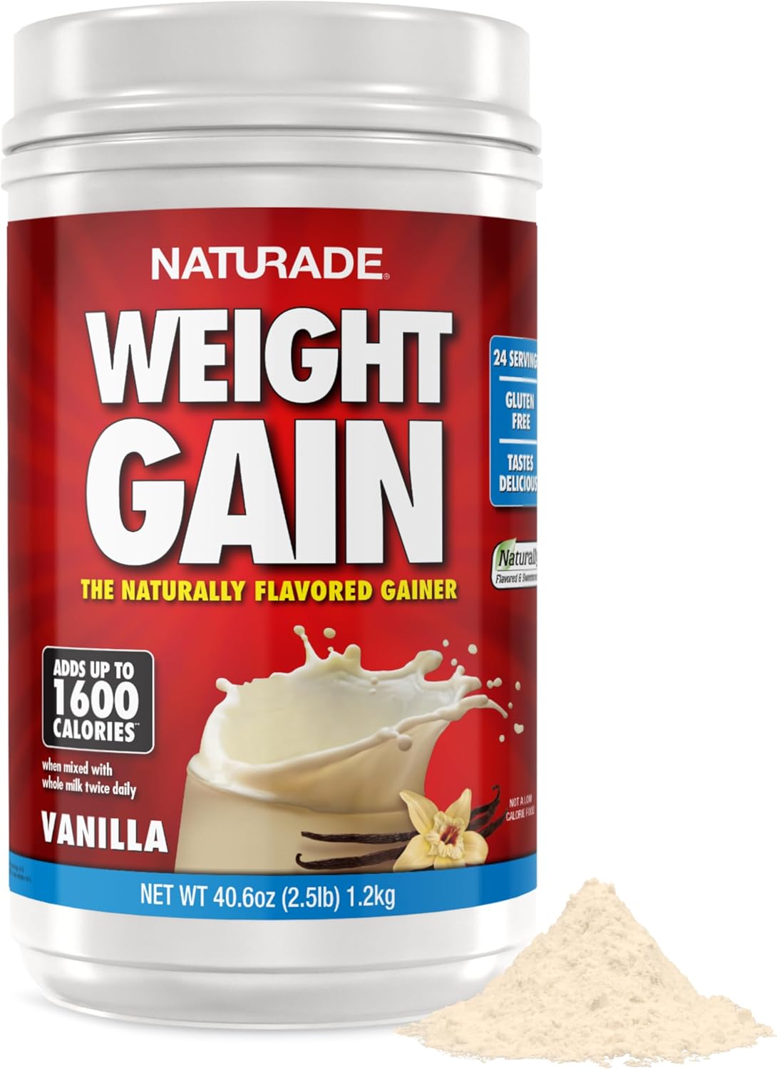 Naturade Weight Gain Nutrition Drink Mix for Healthy Weight Support, Balanced Calories with Protein, Vitamins & Minerals, Vanilla – 40.6 oz