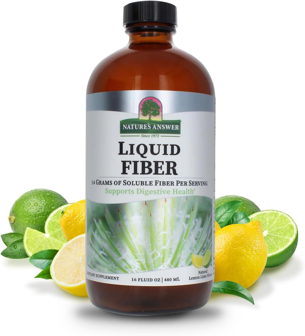 Nature’s Answer Fiber Drink 16oz Liquid | Lemon Lime Flavored | Supports Digestion | Gluten-Free, Non-GMO, Vegan, No Artificial Flavors or Preservatives | Single Count