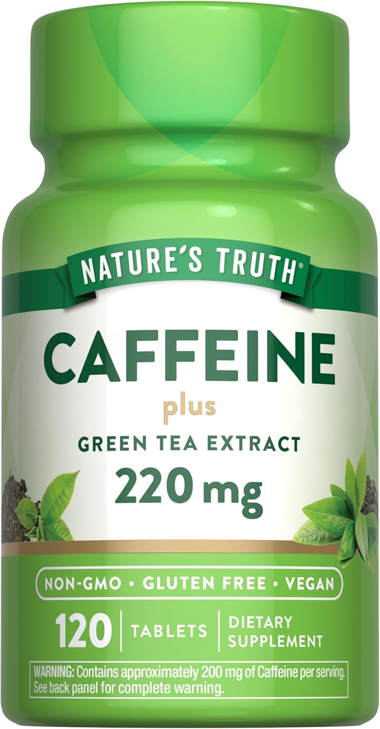 Nature’s Truth Caffeine Pills | 220mg | 120 Count | With Green Tea Extract | Vegan, Non-GMO & Gluten Free Supplement