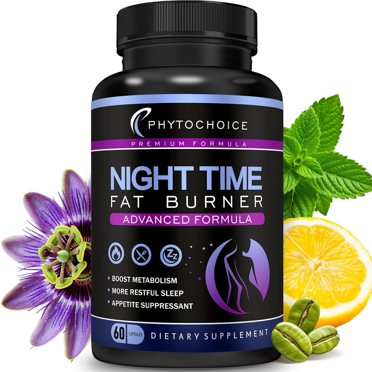 Night Time Fat Burner – Weight Loss Diet Pills with Magnesium Melatonin CLA L-Carnitine that Work at Night, Appetite Suppressant, Carb Blocker, Nighttime Metabolism Booster for Women and Men 60 Caps.