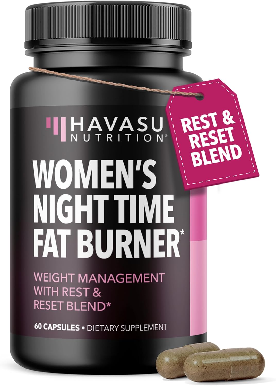 Night Time Fat Burner for Women – Appetite Suppressant for Weight Loss – 60 Count – Herbal Metabolism Booster with Melatonin for Sleep Support – Vegan, Non-GMO Capsules – 2 Month Supply