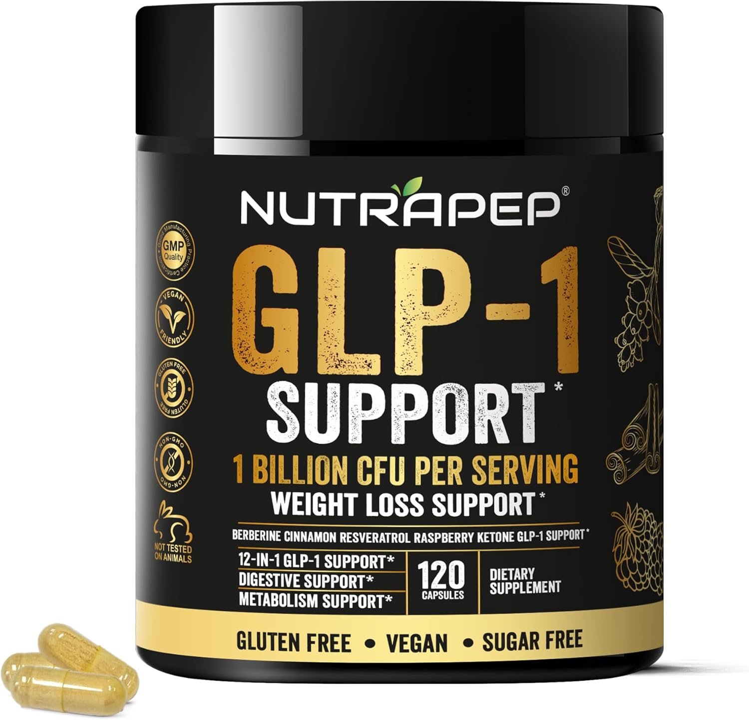 NutraPep GLP-1 Support Weight Loss Probiotic Supplement – Women Men Natural Appetite Suppressant & Metabolism Booster – Daily GLP1 Support to Activate Fat Burn Support Healthy Gut Curb Hunger