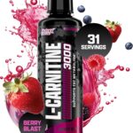 Nutrex Research L-Carnitine 3000 (31 Servings, Berry Blast) | Liquid Shots, Stimulant Free | Supports Muscle Recovery For Men and Women