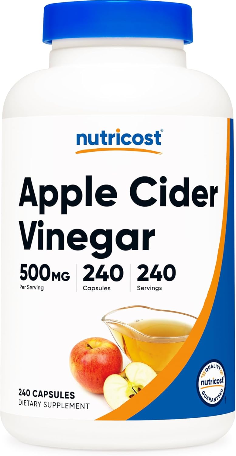 Nutricost Apple Cider Vinegar Capsules 500mg, 240 Vegetarian Capsules – Natural, Vegetarian, GMP, Non-GMO and Gluten Free