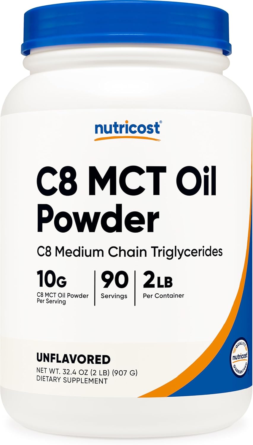 Nutricost C8 MCT Oil Powder 2LBS (32oz) – 95% C8 MCT Oil Powder