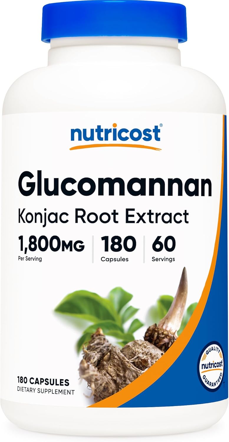 Nutricost Glucomannan 1,800mg Per Serving, 180 Capsules – Natural Fiber Source, Non-GMO, Gluten Free