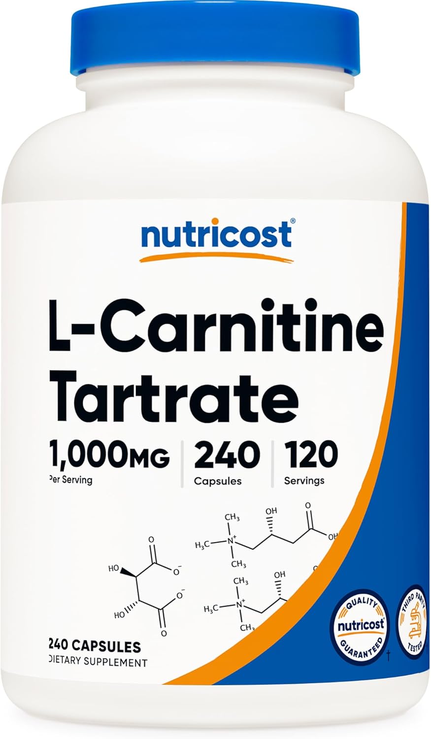 Nutricost L-Carnitine Tartrate 1,000mg, 240 Capsules – 500mg Per Capsule, 120 Servings