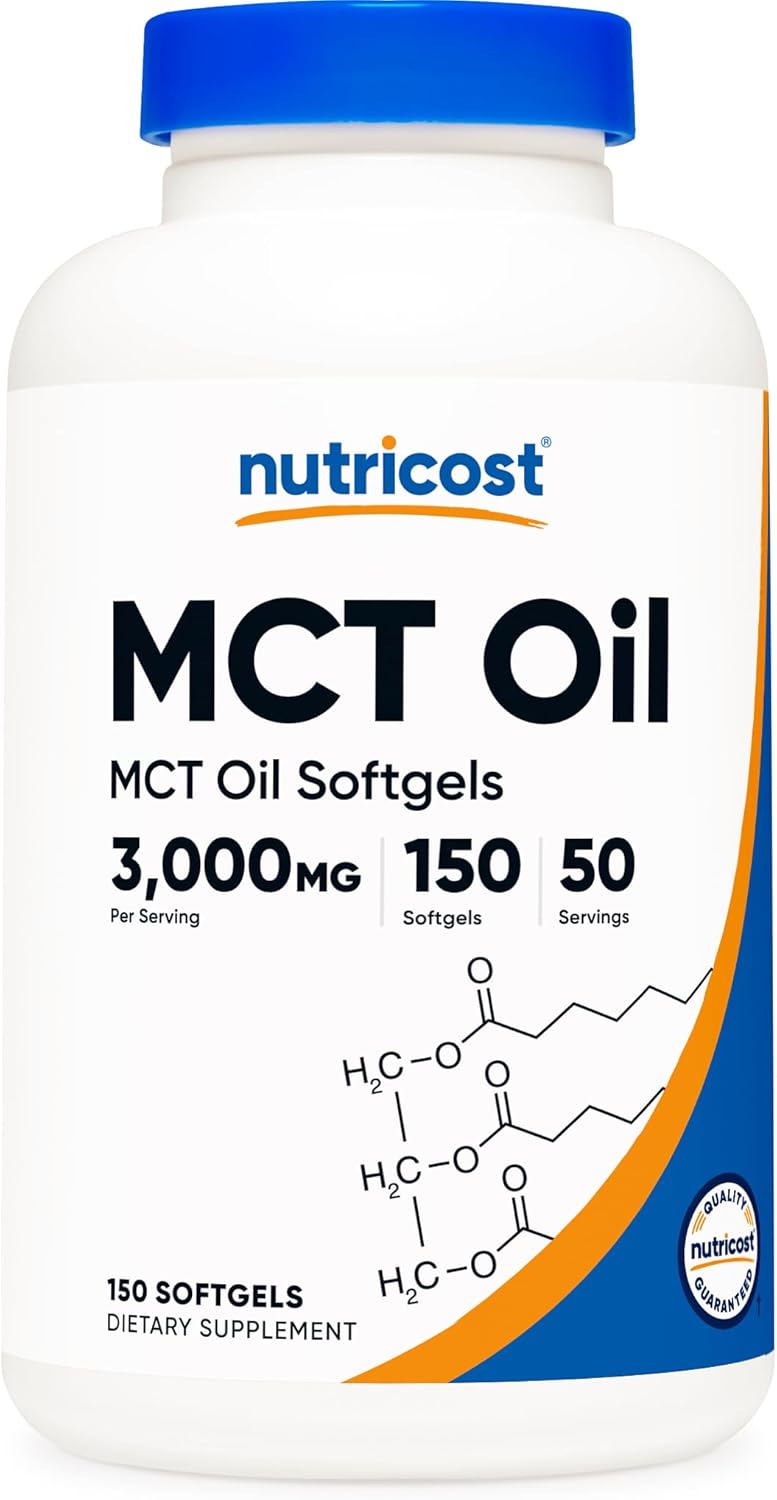 Nutricost MCT Oil Softgels 1000mg, 150 SFG (3,000mg Serv) – Great for Keto, Ketosis, and Ketogenic Diets
