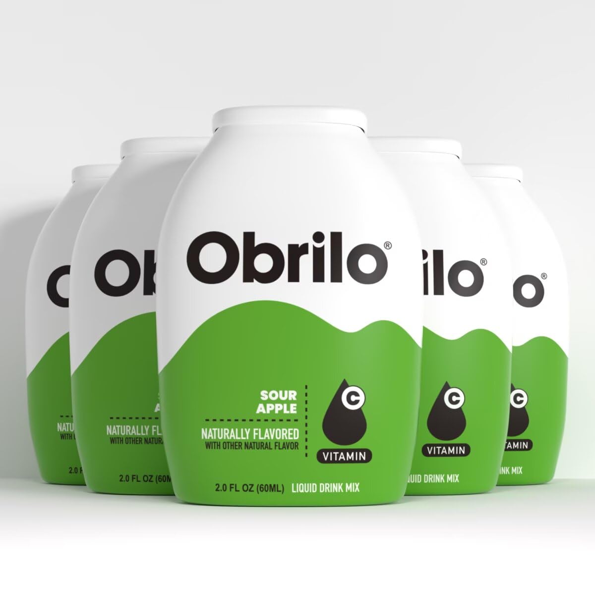 Obrilo Water Enhancer Liquid Flavoring Drops – ZERO Sugar/Calorie, Dye Free, Naturally Flavored Drink Syrup, 2.0 fl oz x 5 Bottles for Kids & Adults (Sour Apple)