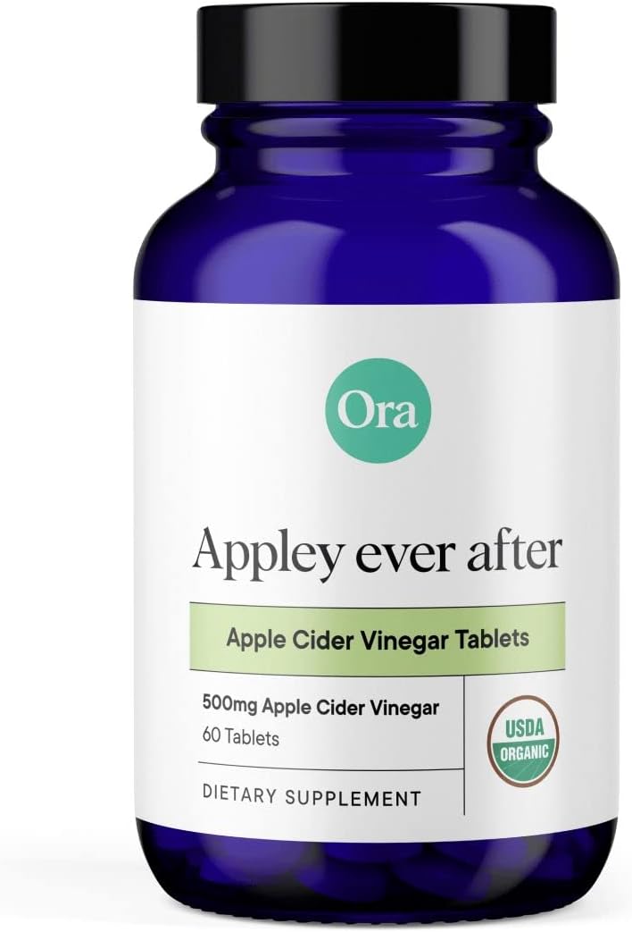 Ora Organic Apple Cider Vinegar Pills – ACV Metabolism Booster, Detox Cleanse, Weight Management – Organic Apple Flavor, 1 Month Supply, 60 Vegan Tablets