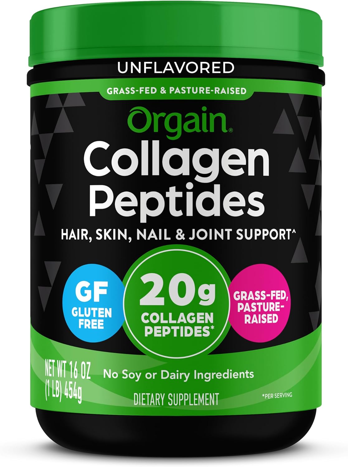 Orgain Hydrolyzed Collagen Peptides Powder For Women & Men, 20g Grass Fed Collagen, Unflavored – Hair, Skin, Nail, & Joint Support Supplement, Paleo & Keto, Non-GMO, Type I and III, 1lb