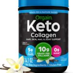 Orgain Keto Collagen Protein Powder, Vanilla - 10g Grass Fed Hydrolyzed Collagen Peptides for Women & Men, Type I & III, 5g MCT Oil - Hair, Skin, Nail, & Joint Support, Non-GMO, Gluten Free - 0.88lb