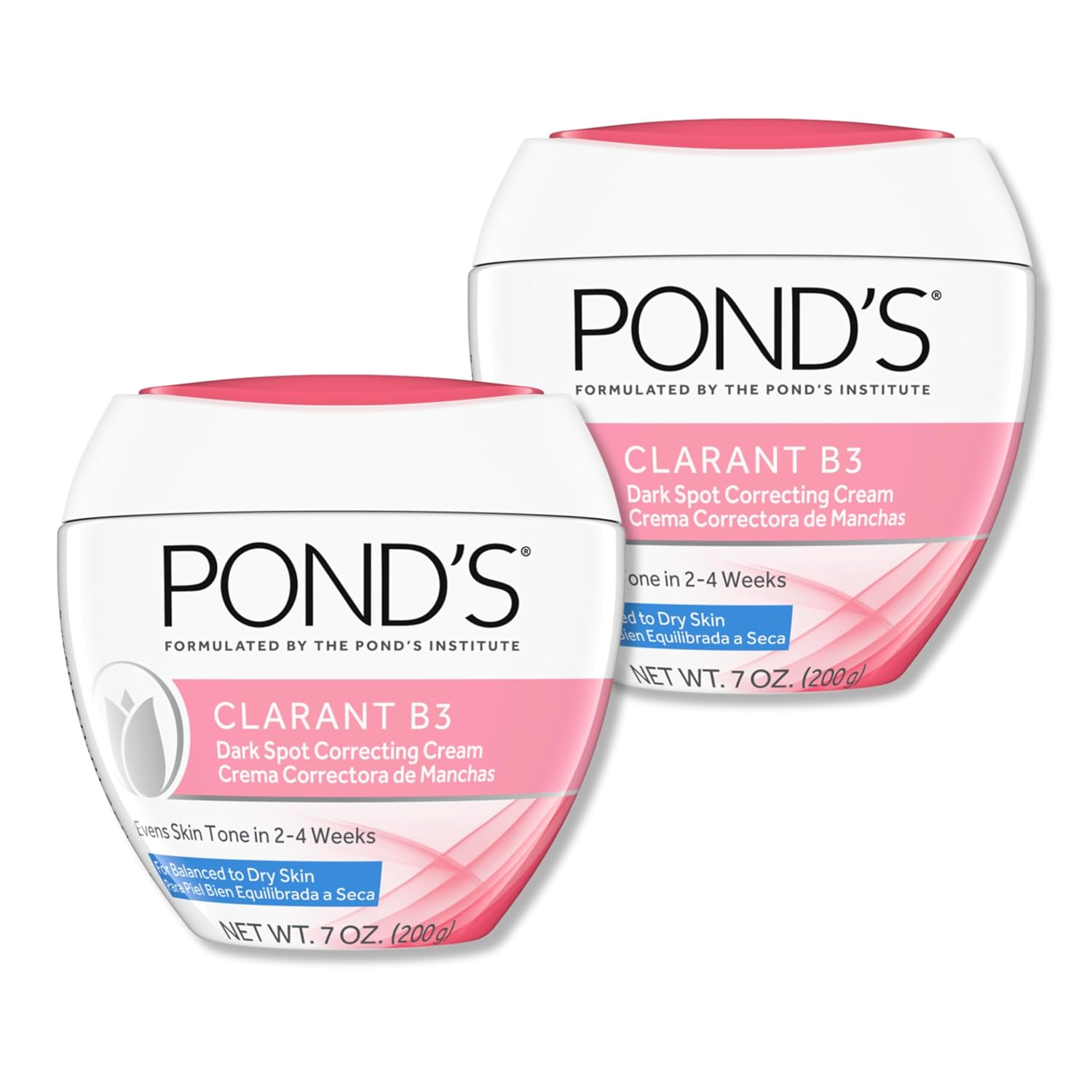 POND’S Clarant B3 Dark Spot Correcting Cream – Daily Moisturizer for Dry Skin – Moisturizing Face Cream with Vitamins B3 & C – Dermatologist Tested, 7 oz, 2 Pack