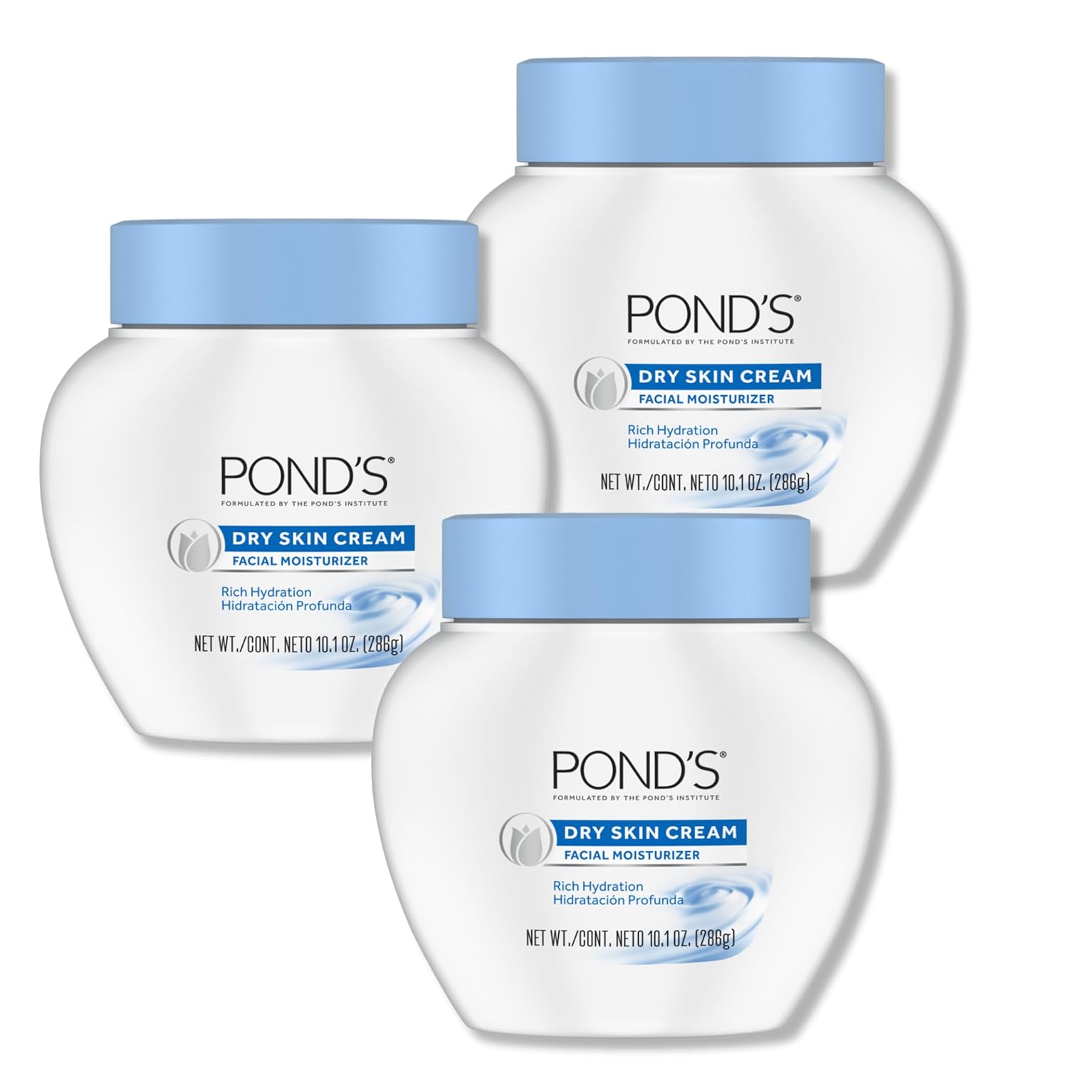 POND’S Dry Skin Cream – Moisturizing Face Cream for Deep Hydration – Daily Hydrating Facial Moisturizer for Radiant Skin – Dermatologist Tested, Non-Comedogenic Face Moisturizer, 10.1 oz, 3 Pack