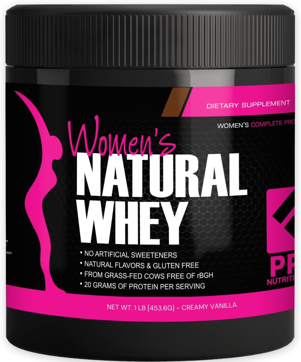 PRO NUTRITION LABS Whey Protein Powder for Women Vanilla Powder – Low Carb Gluten-Free Grass-Fed rBGH-Free – Supports Weight Loss – Natural Stevia Sweetened Protein Shake, 20g (Creamy Vanilla, 1lb)