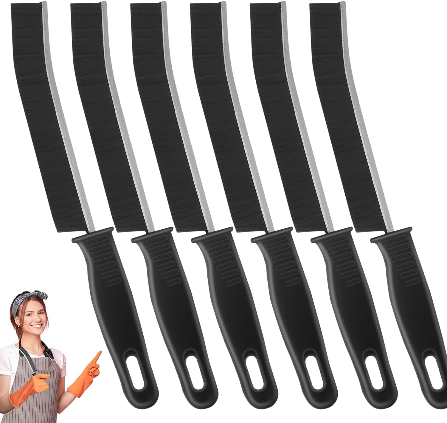 PUFTEM Crevice Cleaning Brush, Hard Bristle Multifunctional Cleaning Brush Tool, Gap Scrub Brush, Cleaning Tools for Narrow Gaps, Grout, Tile Seams, Window Tracks, Car Vents, 3PCS (6)