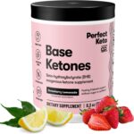 Perfect Keto Exogenous Ketones Powder, goBHB Salts Supplement for Ketosis & Fasting, Electrolytes for Hydration, Caffeine Free Energy, Keto Diet, Focus & Workout Support, Strawberry Lemonade, 8.57 oz