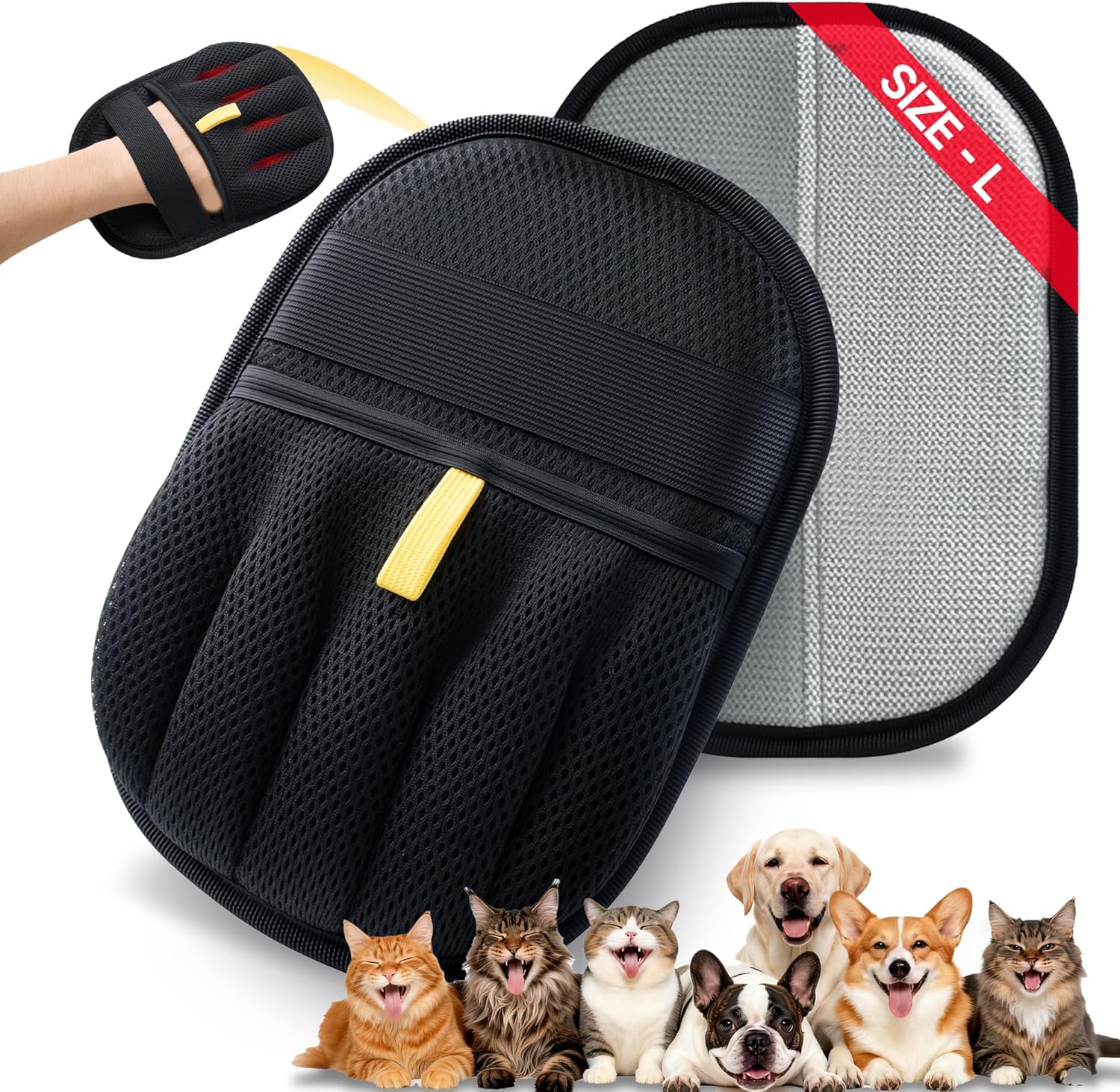 Pet Hair Removal Glove for Dogs & Cats;Upgraded Thickened with Static Technology Reusable for Carpets Clothes Sofas Bedding & More